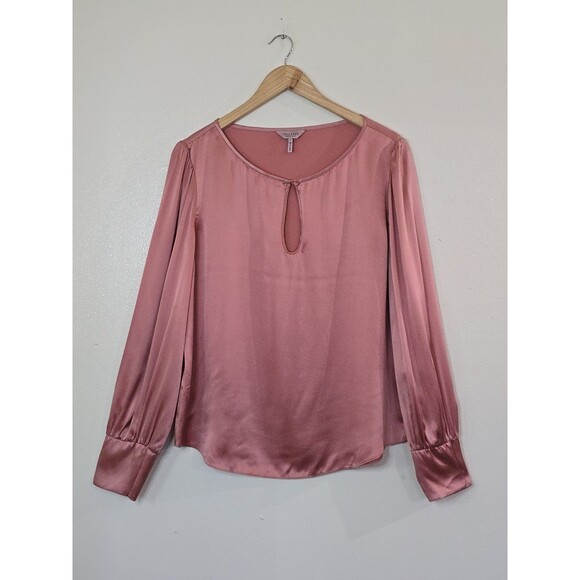 Rebecca Taylor Silk Top Long Sleeve Tailored Charmeuse Womens Size 14 Blouse - Picture 1 of 11